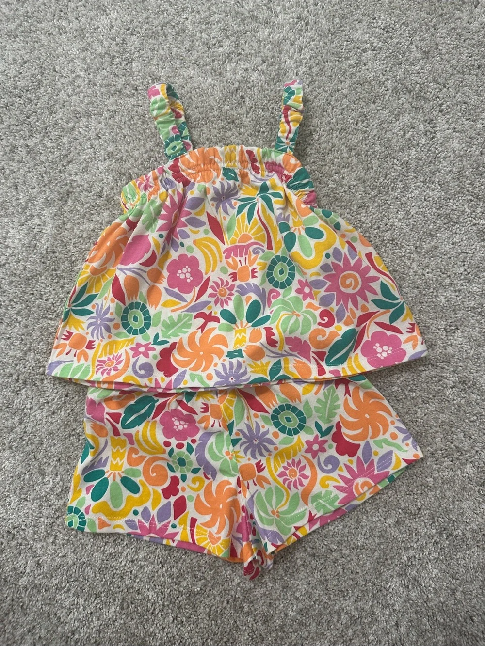 wonder nation White Floral Tank Set with Multicolor Prints